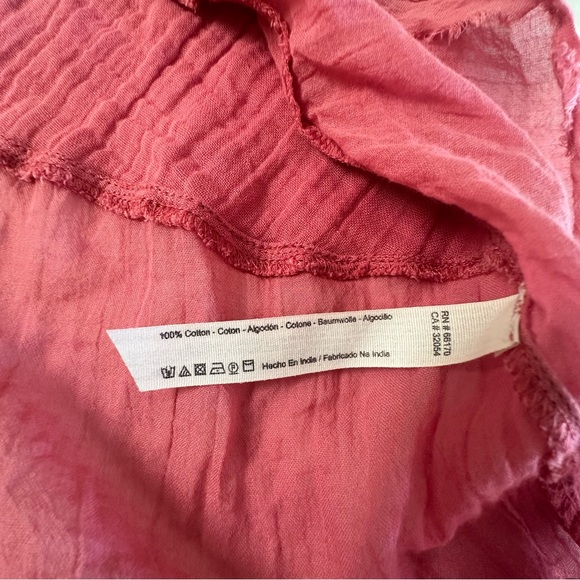 Free People Pink/Coral Gauze Tunic “Easy Breezy Crochet Slip Dress" Size Medium - Picture 8 of 13